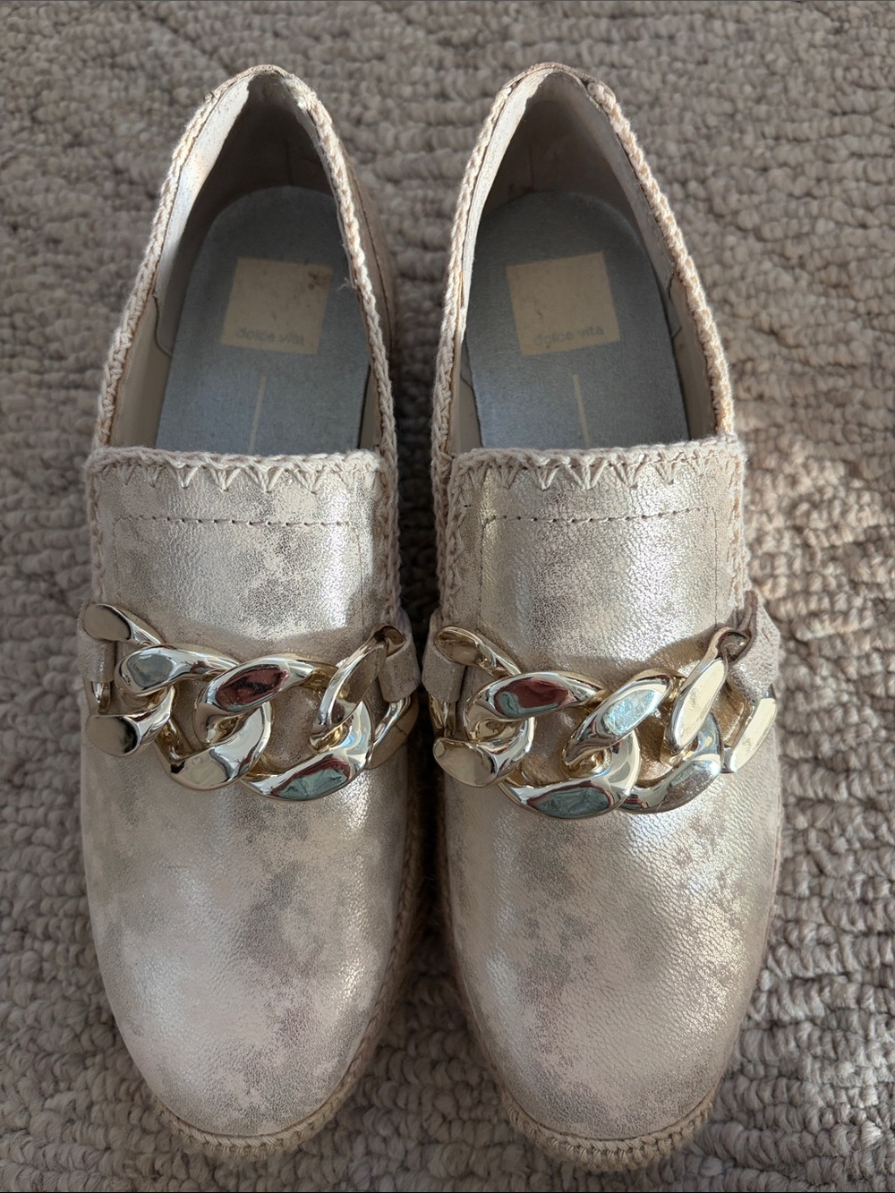 Dolce vita Metallic Gold Chain-Trim Women's Loafers